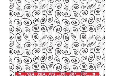 SVG Black Spirals, Seamless pattern, Digital clipart