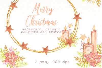 Christmas wreath PNG clipart |Winter pink frame png clip art.