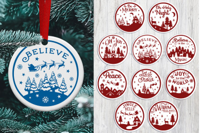 Christmas Round Scenes with Text 10 SVG cut files