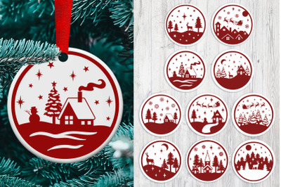 Christmas Round Scenes 10 SVG cut files