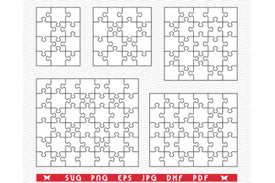 SVG White Puzzles, Separate Piece, Digital clipart