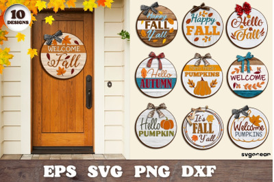 Autumn Round Signs | Svg Bundle | Door Hangers