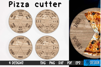 Pizza Cutter Laser Cut SVG | Kitchen SVG Design | Pizza Board Game CNC