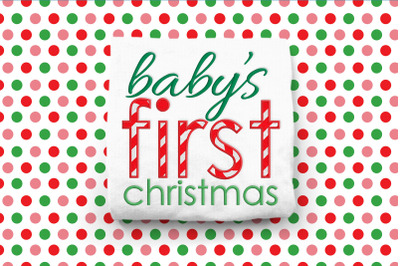 Baby&#039;s First Christmas Candy Cane Stripe | Embroidery