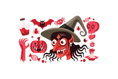 Set of Halloween Vector Illustration