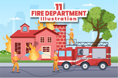 11 Fire Department or Firefighter Illustration