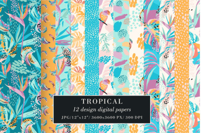 Tropical design digital papers.