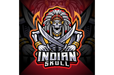 Indian skull esport mascot logo