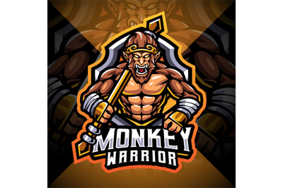 Monkey warrior esport mascot logo design