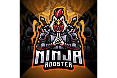 Ninja rooster esport mascot logo design