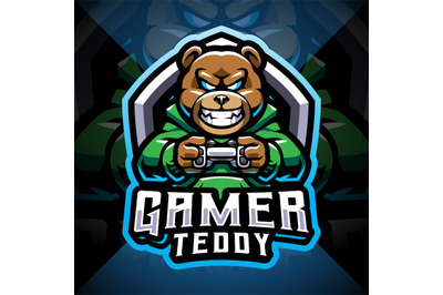 Teddy bear gamer esport mascot logo