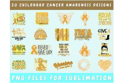 Childhood Cancer Awareness Sublimation Designs Bundle, 20 Designs