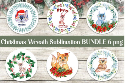 Watercolor Christmas animal clipart, Sublimation bundle PNG