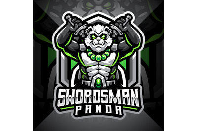 Swordsman panda esport mascot  logo design