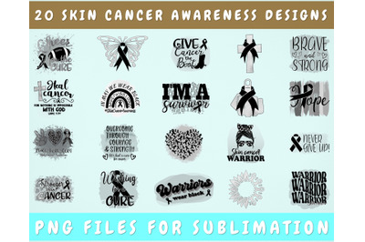 Skin Cancer Awareness Sublimation Designs Bundle, 20 Designs
