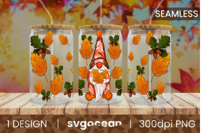 Fall Gnome Can Glass | Beer Can | 16 Oz Libbey Glass