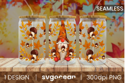 Autumn Gnome Can Glass | Beer Can | 16 Oz Libbey Glass