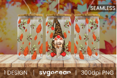 Leopard Gnome Can Glass | Beer Can | 16 Oz Libbey Glass