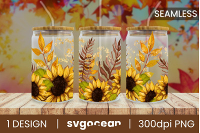 Floral Can Glass | Beer Can | 16 Oz Libbey Glass