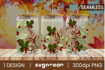 Fall Pattern Wrap | Beer Can | 16 Oz Libbey Glass