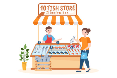 10 Fish Store Illustration