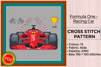 F1 Cross Stitch Pattern | Formula One Car | Formula 1