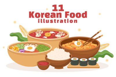 11 Korean Food Set Menu Illustration