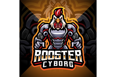 Rooster cyborg mascot logo design