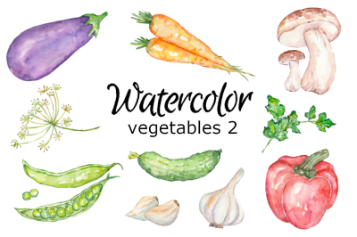 watercolor vegetables 2 clipart