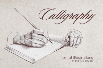 Calligraphy. Set of illustrations