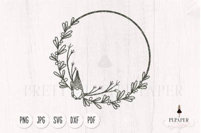 Christmas gnome svg, Christmas wreath svg, , Gnome in winter wreath