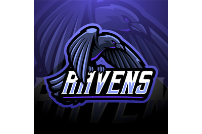 Ravens esport mascot logo design