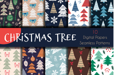 Christmas Tree digital papers &amp; seamless patterns
