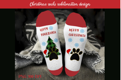 Christmas socks sublimation | Christmas paws PNG
