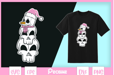 Snowman Skulls Christmas Goth Pastel