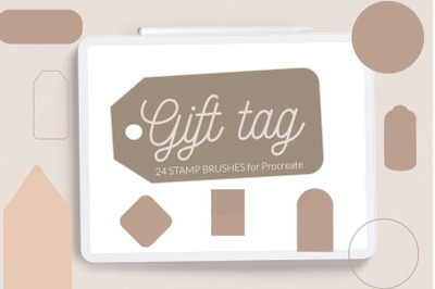 Gift tag  Procreate stamp brushes, blank label tag stamps