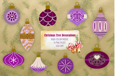 Purple Christmas Tree Ornament Clip Art