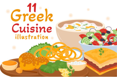 11 Greek Cuisine Restaurant Illustration