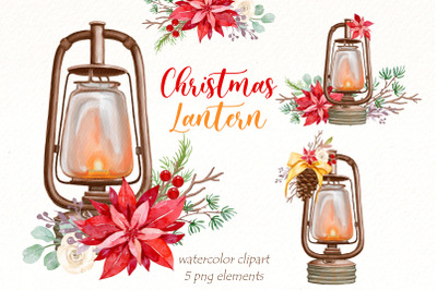 Christmas Lantern clipart | Christmas candle | Cozy Winter png.