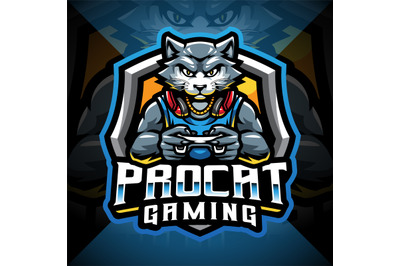 Pro cat gaming esport mascot logo