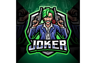 Joker gunner esport mascot logo design