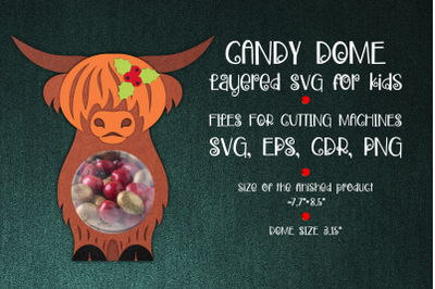 Scottish Highland Cow Christmas Candy Dome Template