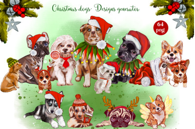 Christmas dogs Sublimation. Designs generator