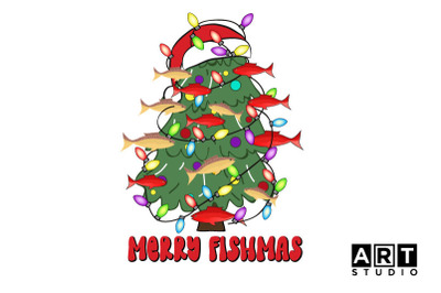 Merry Fishmas PNG Sublimation, Christmas Sublimation