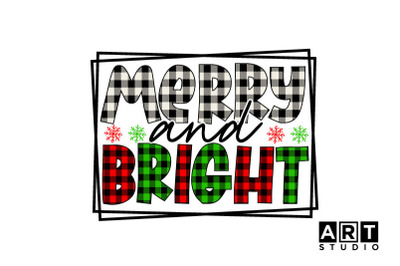 Merry and Bright PNG, Christmas PNG Sublimation