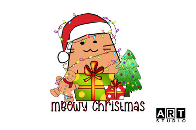 Meowy Christmas PNG, Christmas Sublimation PNG