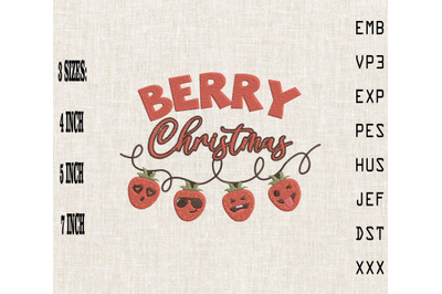 Berry Christmas Happy Xmas Embroidery