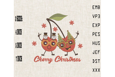 Cherry Christmas Cute Cherries Xmas Embroidery