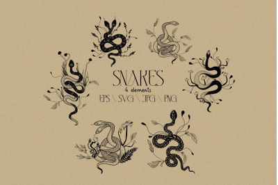 Snake Svg, Mystical snake. Mushrooms Svg.