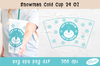 Snowman Cold Cup 24 OZ. Christmas Cold Cup. Snowman Tumbler